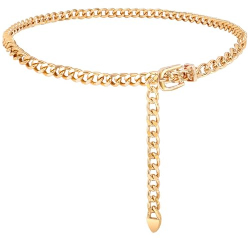 WHIPPY Damen Kettengürtel Gold Taillenkette Verstellbar für Kleid Jeans