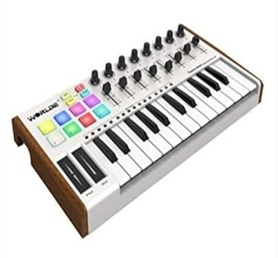 Controller tastiera MIDI a 25 tasti con tasti sensibili alla velocità, pad Arranger musicale portatile, controller audio elettronico compatto per produzione musicale, applicabile ad Ableton, FL Studio