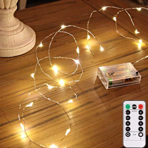 SIXIUDIA Lucine LED Decorative a Batteria, 10M 100 LED, 8 Modalità, Timer | Catena luminosa esterno ideale per Natale, feste, matrimoni e ambienti domestici.