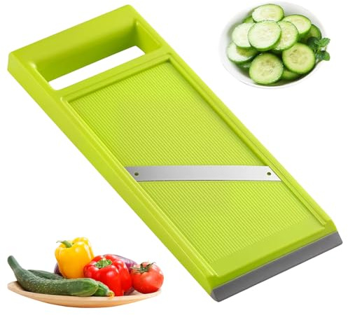 Portable Vegetable Slicer, Handheld Mandoline Vegetable Slicer, Stainless Steel Cucumber Slicer, Potato Slicer with Ergonomic Handle, Chip Maker for Kitchen Fruits Vegetable Carrot Potato