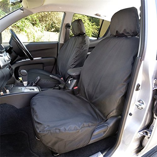 UK Custom Covers SC151B Tailored Heavy Duty Waterproof Front Seat Covers Black - Compatible With Mitsubishi L200 2006-2015