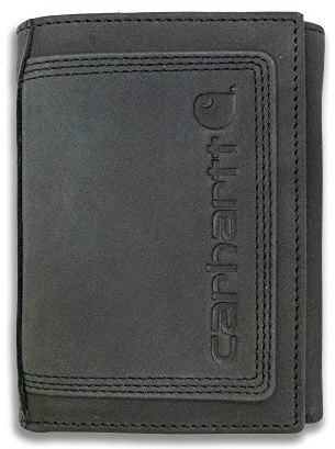 Carhartt Rugged Leather Stitch Wallets, Available in Multiple Styles Portefeuille, Cuir Triple Couture (Noir), Taille Unique Homme