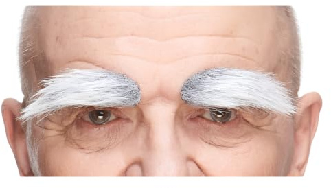 Mustaches Auto-Adhésives, Nouveauté, Fausse Les Sourcils, Grise avec Blanche Couleur