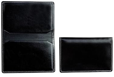 DELMON VARONE - Personalisierbares Visitenkartenetui aus Premium Vintage Anilin Leder schwarz, Elegante Echtleder Visitenkarten Etuis mit 2 flachen Steckfächern, Slim Kartenetui für Damen & Herren