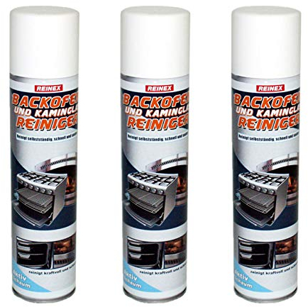 3 x Flaschen starker Kaminglas- & Backofenreiniger | Grill-, Ofen-, Backofenreiniger Spray (3 x 400 ml) von Reinex