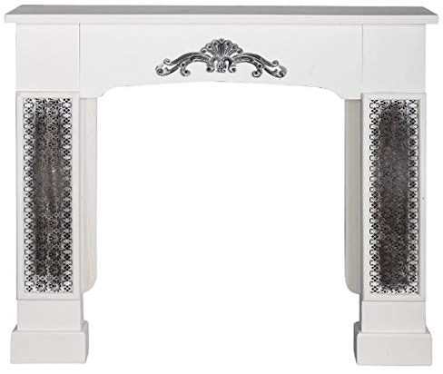 Casa Padrino Landhausstil Kaminumrandung mit Verzierungen Weiß 115 x 23 x H. 100 cm - Handgefertigte Deko im Landhausstil