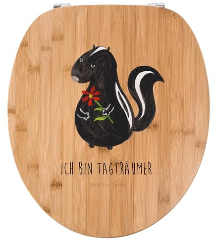 Mr. & Mrs. Panda Motiv WC Sitz Stinktier Blume - Geschenk, Träume, Toilette, Stinki, Skunk, verträumt, Stinker, Klodeckel, Klobrille, WC-Sitz,