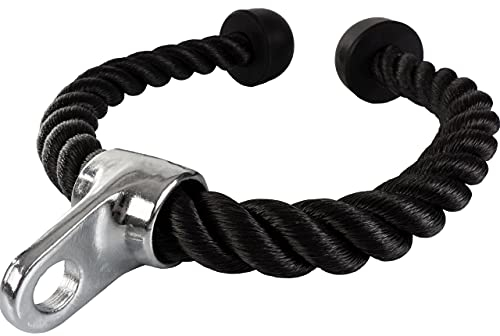 ScSPORTS® Trizepsseil - 100/85/68 cm, mit Drehgelenk, Gummikappen, rutschfest, Nylon - Bizeps Seil, Trizeps Tau, Kabelzug Griffe, Pull Down, Seilzug Griff für Krafttraining, Fitness, Gym (85cm)