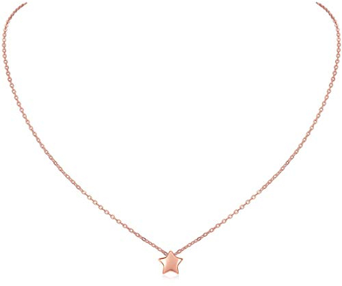 ChicSilver Stern Kette für Damen Mädchen, 925 Rosegold Sternanhänger Halskette, Filigraner Minimalisitischer Schmuck für Valentinstag Geburtstag Muttertag