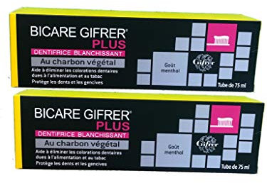 Bicare Gifrer dentifrice blanchissant au charbon végétal - Lot de 2 tubes de 75ml
