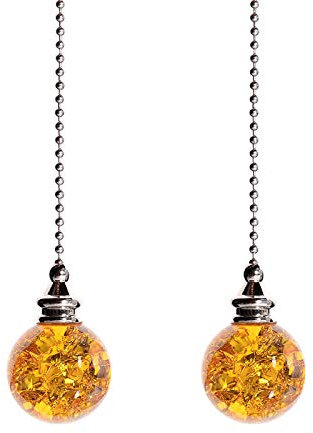 Crystal Ice Crack Ball Blind Cord Chandelier Handle Pull Chain Extension with Connector for Ceiling Light Fan Chain with Amber Color(Pack of 2)
