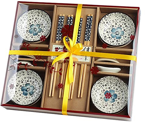 Sushi Set, Keramikbesteck Set Sushi Geschirr für Vier Personen Teller Essstäbchen Essstäbchenhalter