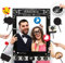Thema Sozialen Medien Party Foto-Stand Rahmen mit Emoji & Personalisierten Sprechblasen Requisiten. Vintage Fotografie Hintergrund für Geburtstag, Jahrestag, Hochzeitsbedarf Event Dekoration