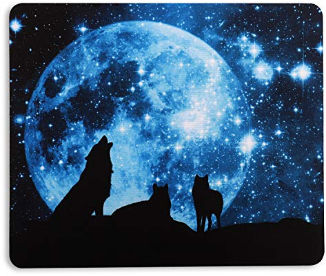 AOKSUNOVA Mauspad Klein mit Motiv 24 x 20cm Kleines Mouse Pad Design Wolf