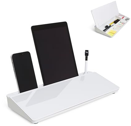 Garood Desk top Whiteboard with Storage Desk White Board Desktop Erase Board Office Erase Organizer Desk Caddy Desktop Buddy Office Desk Organizer Phone Holder 15.8X7X2 inches