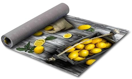 HomeLife PVC Küchenläufer waschbar & rutschfest | 52 × 200 cm | PVC Teppich Läufer für Küche, Flur & Bad | Polyester Teppich für Eingangsbereich Innen & Außenbereich | DesignZitronenfrische