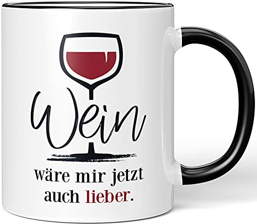 JUNIWORDS Tasse, Wein wäre Mir jetzt auch Lieber (1001869), Wähle Farbe, Schwarz