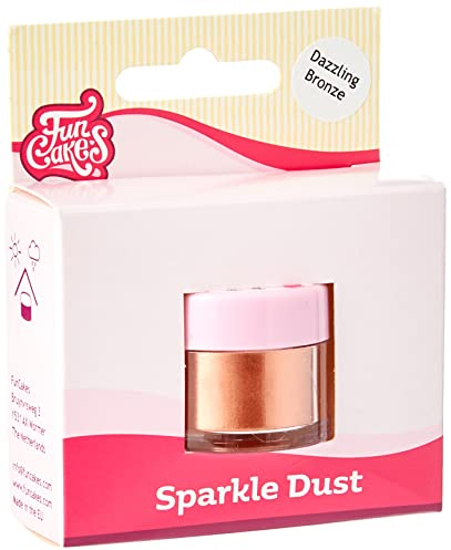 FunCakes Sparkle Dust Dazzling Bronze: Glänzendes funkelndes Farbpulver für Lebensmittel, für die Kuchendekoration, Halal-zertifiziert