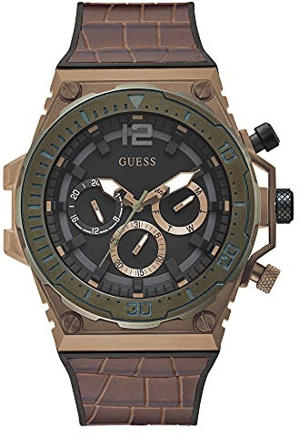 GUESS Damen Analog Quarz Uhr mit Leder Armband GW0326G2
