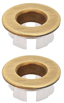 Waschbecken Überlauf Ring, Bad Waschbecken Loch Runde Überlauf Abflusskappe Beckenverkleidung Ersatzeinsatz im Loch Ersatzteile für Waschbecken Badezimmer SpüLe Badewanne (2 Stück, Bronze)