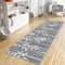 WTHYGB Teppich Läufer Flur Küche 40x200 cm, Modern rutschfest Waschbar Küchenläufer Flurläufer, Lang Polyester Blattmuster Grau Teppichläufer für Korridor, Schlafzimmer, Innen Wohnzimmer