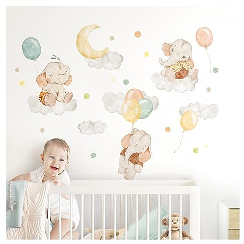 Little Deco Wandtattoo Elefanten Wandsticker Tiere Kinderzimmer Babyzimmer Wandaufkleber Deko DL854-2