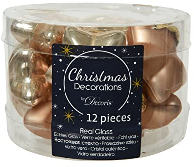 Christbaumschmuck Sterne Glas 4cm x 12 Stück Weihnachtskugeln Christbaumkugeln beige Karamel