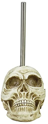 YHHRESINKING Realistische Toilettenbürste mit Halloween-Totenköpfen, Halloween-Party, Spukhaus, gruselige Halloween-Dekoration, Toilettenschüssel-Reinigungsbürste und Halter (Totenkopf-Farbe)
