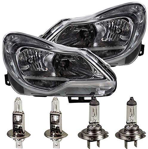 EISENFELS Bundle Set 106513939 erstellt mit Scheinwerfer rechts & links + Leuchtmittel H7 H1 kompatibel Corsa D S07