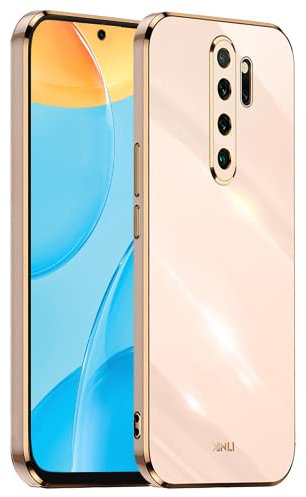 EASSGU [Telaio Elettrolitico Custodia per Redmi Note 8 Pro (6.53 Inches) Cover Protettiva in Morbido Silicone TPU - Rosa