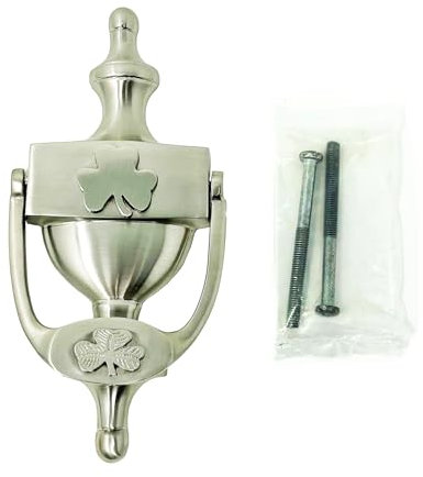 Exclusively Irish Türklopfer für Haustür 20 cm (Kleeblatt Nickel satiniert)