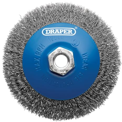 Draper Crimped Wire Wheel Brush | 115 mm Angle Grinder Compatibility | Rust Removal Cleaner | 08065