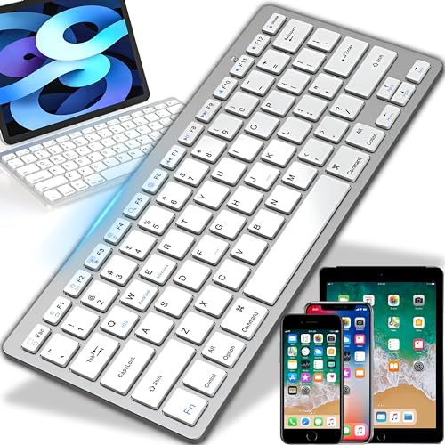 Retoo Teclado inalámbrico, escritura natural, conexión 2,4 GHz, teclado inalámbrico con teclas, conexión inalámbrica, Bluetooth, Android, compatible con PC, ordenador, portátil, portátil, Windows