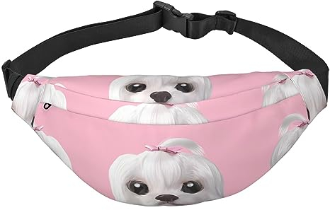 Wasserdichte Gürteltasche aus Polyester mit verstellbarem Gürtel – vielseitige Umhängetasche für Damen und Herren, Hübscher Malteser-Hund, Einheitsgröße