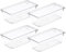 Amtido 4 Pack Drawer Organisers - Sturdy Clear Plastic - Versatile Storage for Kitchen, Bathroom, Utensils, Makeup, Office, and Desk Accessories (7.6cm x 15.2cm x 5.1cm)