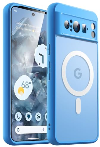 JETech Cover Magnetica per Google Pixel 8 Pro 6,7 Pollici 2023, Compatibile con MagSafe, Traslucida Opaco Retro Antiurto Cellulare Custodia (Azzurro Cielo)
