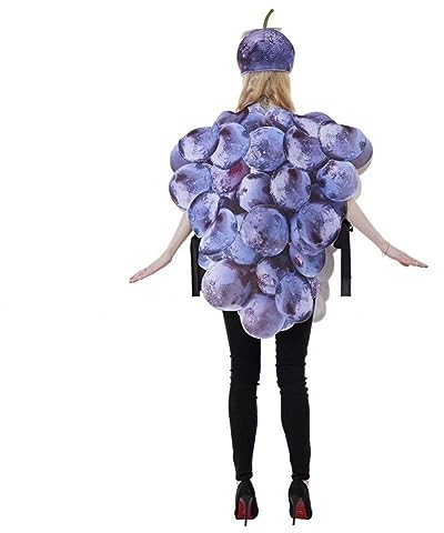 Lustiges Weintrauben-Kostüm für Erwachsene - Obst und Gemüse Cosplay-Outfit für Essen Themenparty