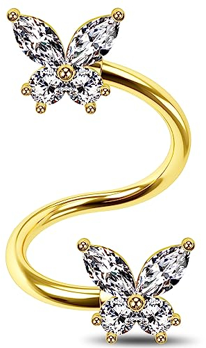 Jewseen Twisted Spiral Ohrringe Schmetterling Knorpel Ohrringe Edelstahl Spirale Hantel Daith Piercing Schmuck Twisted Lip Labret