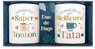 Coffret Duo Mugs en céramique Tonton et Tata, 33 cl