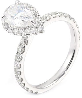 Rings for Women, Pear Shaped Engagement Ring 9K Rose Gold Size Q 1/2 1CT D Color Moissanite Halo Channel for Engagement