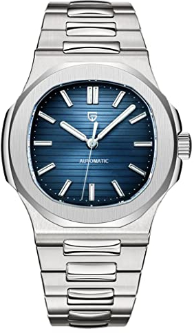 Pagani Design 1728 Luxus Herren Automatik Mechanische Uhr Synthetischer Saphir Voller Edelstahl Wasserdicht Leuchtend Casual Sport Armbanduhr, dunkelblau, Armband