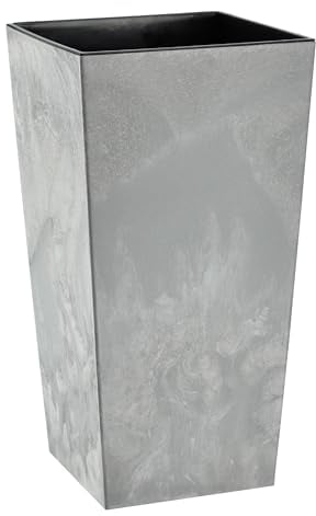 KADAX Pflanzkübel mit Innentopf, Höhe 46.5cm, Beton grau – Wetterfester Blumentopf für Innen & Außen, ideal für Garten, Balkon & Terrasse, zum Bepflanzen, Dekorieren und als stilvoller Übertopf