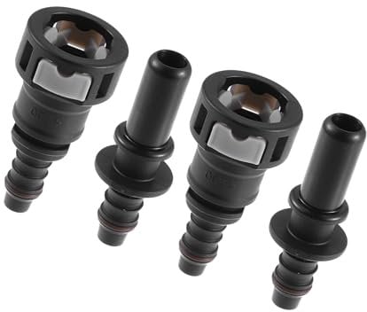 Motoforti Universal Fuel Hose Quick Release Connector, 11.8mm to 10mm, Nylon, Black, 2 Set