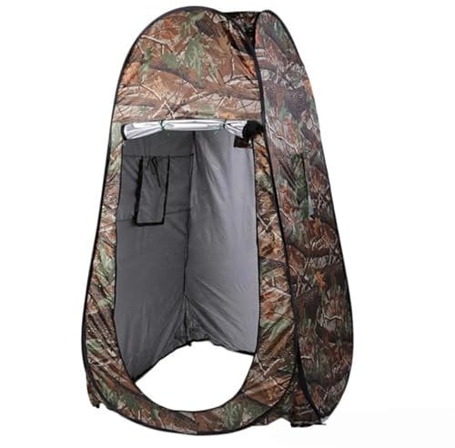 AOLUOER Single Hide Portable Privacy Shower Toilet Camping Pop Up Tent UV Function Outdoor Dressing Photography Green & Blue Fishing WC(Camouflage)
