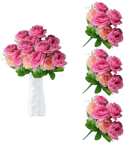astylishome Künstliche Blume Rosen 21 Stück Kunstblumen Deko Blume Fake Rose mit Stielen DIY Hochzeit Blumensträuße Braut Babydusche Party Zuhause Dekoration 0320