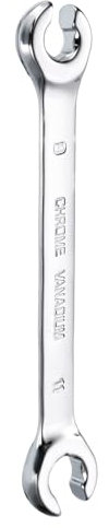 sourcing map Flare Nut Metric Wrench 9mm x 11mm High Carbon Steel Mirror Polished Chrome Plating Metric Wrench for DIY Hand-Making Automotive Repairs and Household Maintenance