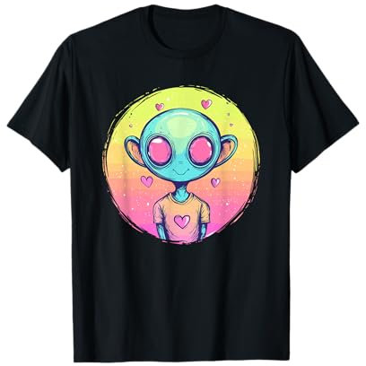 Arc-en-ciel pastel Alien Love Hearts T-Shirt