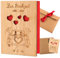 AONAT Hochzeitskarte Holz mit Umschlag,Grußkarten zur Hochzeit 15x11cm,Geldgeschenk Karte zur Hochzeit,Grußkarten zur Hochzeit,Glückwunschkarte für Valentinstag,Jahrestag