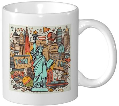 LPSRTWE 12 Oz Coffee Mugs Ceramic Coffee Cups With Handles New York American Theme Porcelain Tea Mugs for Coffee, Tea, Large Mugs Ceramic Mug for Women Men, Housewarming,Party,Wedding Gifts