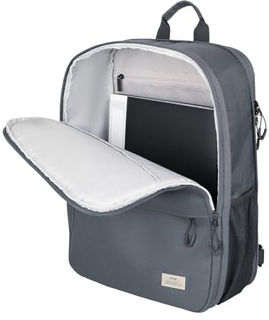 TROIKA Laptop-Rucksack BLUE CYCLE EXPANDABLE – erweiterbar, mit 2 großen Fächern – für Laptop (bis zu 16''), mehrere Innentaschen – recyceltes Meeresplastik – dunkelgrau Original